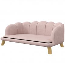 PawHut Canapé pour Animaux de Compagnie pour chiens de taille moyenne et grande jusqu'à 25 kg, en bois solide, rembourré, Rose