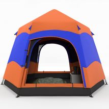Outsunny Tente Quick-Up Double Paroi Tente Familiale de Camping Pop-Up pour 4 à 6 Personnes étanche avec Moustiquaire Orange Bleu 275x275x170cm