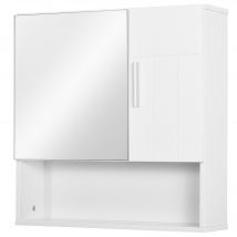 kleankin Wandspiegel-Badezimmerschrank mit Türen und verstellbarem Regal - Abmessungen 54L x 15,2B x 55,3H cm weiß   Aosom