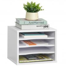Vinsetto Schreibtischorganisator aus weißem Holz mit 4 Ebenen für Büromaterial, Druckerablage, Abmessungen 35,5B x 25T x 28,6H cm   Aosom