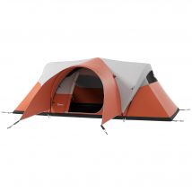 Outsunny Tente de Camping pour 5-6 Pers., Familienzelt, Imperméable, avec Auvent, 550L x 300l x 198H cm, Orange