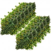 Outsunny 12 Pièces Haie Artificielle Mur Végétal 50x50 cm Protection UV Brise-vue Design Multi-feuilles Plante Artificielle pour Décoration de Jardin Extérieur