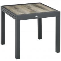 Outsunny Table de Jardin, extensible, facile d'entretien, cadre en aluminium, imitation bois, 160 x 80 x 75 cm