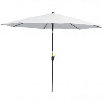 Outsunny Garten-Sonnenschirm Balkon-Sonnenschirm neigbar Ø 3 m Metall Rund Polyester 180g/m² Kurbel neigbar Weiß   Aosom