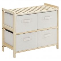 HOMCOM Aufbewahrungskommode aus Stoff mit 4 klappbaren Leinenschubladen, elegantem Stil für Schlafzimmer, Büro, Wohnzimmer, 59 x 28 x 50 cm, Naturholz, Beige   Aosom