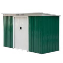 Outsunny Abri de Jardin Cabane de Jardin Abri de Rangement avec Porte Coulissante, Fenêtre de Ventilation, Toit en Pente, Vert Foncé, 280x130x172cm