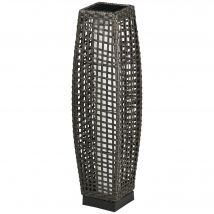 Outsunny Tischlampe LED Solar Gartenlampe aus geflochtener Harzrattan-Imitation - 21 x 21 x 78 cm Grau   Aosom