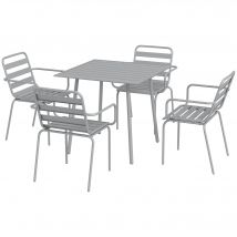 Outsunny Ensemble de 5 pièces de mobilier de jardin Ensemble de sièges extérieurs, résistant aux intempéries, design moderne, 80x80x74 cm, Gris