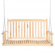Outsunny Balancelle de Jardin pour 2 Personnes Banquette Balançoire en Bois Massif Patio Terrasse Jardin Naturel 117 x 69 x 60 cm