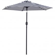 Outsunny Parasol de Jardin pour Terrasse en Acier à l'Extérieur Rayures Bleues Ø230 x 216 cm