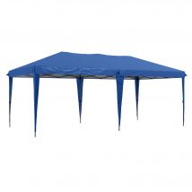 Outsunny Pavillon pliant Tente de jardin Tente de fête, pliable, résistant aux intempéries, 5,9 m x 2,95 m x 2, m, Bleu