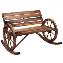 Banc de balançoire de jardin Outsunny, banc de balançoire pour 2 personnes, avec accoudoirs en forme de roue, pour balcon, jardin, terrasse, carbonisé.