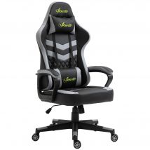 Vinsetto Gaming-Stuhl Bürostuhl Ergonomisch Höhenverstellbar Drehbar mit abnehmbarem Nacken- und Lendenstützkissen Schwarz und Grau   Aosom