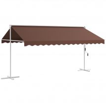 Outsunny Auvent Autoportant 4,5x3,4m, inclinaison ajustable, manivelle, cadre en métal, Marron