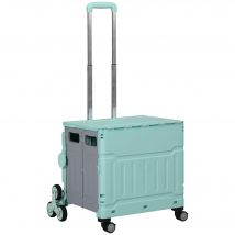HOMCOM Chariot de Courses, Chariot de Courses Pliable, Escaladant, Poignée Télescopique, supporte jusqu'à 65 kilos, Vert
