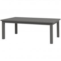 Outsunny Table basse rectangulaire plateau à lattes pour intérieur/extérieur en aluminium, 100 x60 x37 cm marron