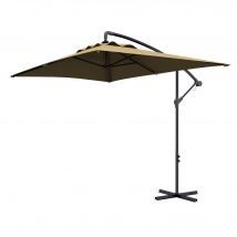 Outsunny Parasol Déporté Rectangulaire Extérieur Manivelle 6 Baleines Acier Anti-UV Beige   Aosom France