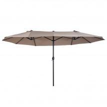 Outsunny Parasol XXL Composé de 12 entretoises en métal Tissu polyester haute densité 180 g/m² Diamètre latérale du parasol: 2,7 m marron