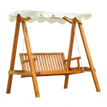 Outsunny Hollywoodschaukel Gartenschaukel 2-Sitzer Schaukelbank aus Lärche, ideal für Garten & Terrasse   Aosom.de