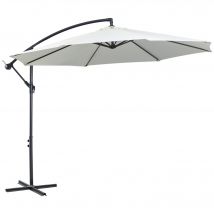 Outsunny Parasol déporté octogonal inclinable manivelle avec pied en acier Ø 3 x 2,5H m crème