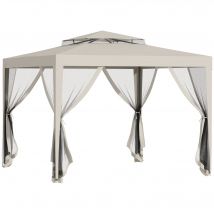 Outsunny Tonnelle barnum de jardin 3L x 3l m avec 4 moustiquaires amovibles - double toit - beige