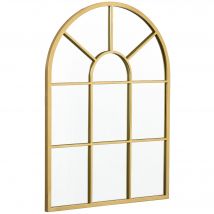 HOMCOM Miroir mural en métal cadre doré en forme de voûtée – 70 x 50 cm – décoration pour entrée ,chambre à coucher, salon