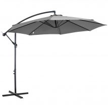 Outsunny Parasol Déporté Octogonal Inclinable Manivelle avec Pied en Acier Ø 3 x 2 5 m Gris