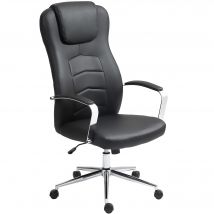 HOMCOM Fauteuil de bureau en simili cuir, réglable en hauteur, dossier rembourré, noir
