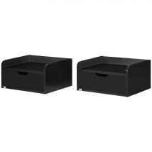 HOMCOM Lot de 2 tables de chevet murales tables de nuit suspendues tiroir plateau aspect bois dim. 40L x 30l x 19,5H cm