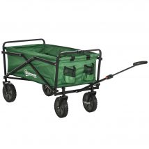 Outsunny Chariot à roulettes pliable chariot de transport à roulettes charge 40 kg poignée ajustable 83 x 50 x 99 cm vert foncé