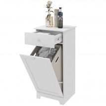 HOMCOM Meuble de salle de bain avec panier à linge, meuble de rangement avec tiroir - 40L x 40l x 90,5H cm - blanc