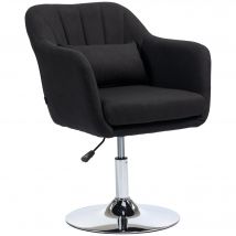 HOMCOM Fauteuil pivotant, fauteuil de bureau réglable en hauteur, polyester aspect lin, métal, 60 x 60 x 79-91 cm, noir