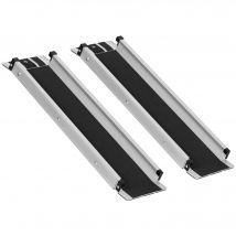HOMCOM 2PCS Rampes fauteuil roulant antidérapantes en aluminium - longueur ajustable 3 niveaux 75/100/122CM charge max. 272KG