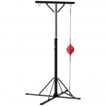 SPORTNOW Support de Sac de Frappe Ajustable en Hauteur avec Balle de Vitesse, Cadre Métallique, 160L x 145l x 175-220H cm, Noir