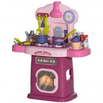 AIYAPLAY Cuisine enfant accessoires 38 PCS jouet d'imitation pour enfant dinette enfant 3-6 ans lumières et sons réalistes rose