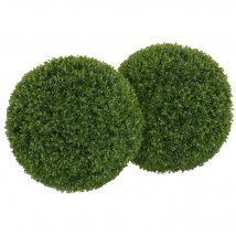 HOMCOM Lot de 2 boules de buis artificielles de 40 cm décoration pour intérieur ou extérieur vert