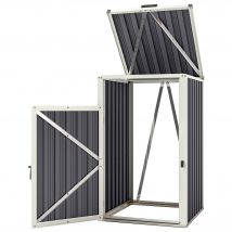 Outsunny Abri pour 1 poubelle 240L cache poubelle extérieur couvercle relevable 180° acier galvanisé 73 x 81 x 122 cm gris foncé