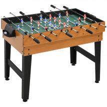 HOMCOM Table de jeu 4-en-1 incluant ping-pong, baby-foot, billard, hockey sur table, en métal, bois, naturel et noir