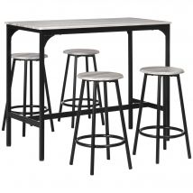 HOMCOM Ensemble de bar, 5 pièces, Table & 4 Tabourets, Design industriel, compact, rustique