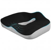 HOMCOM Coussin chaise bureau en mousse à mémoire - coussin coccyx ergonomique avec fond antidérapant et housse en maille