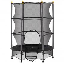 HOMCOM Trampoline Enfant Ø 1,40 × 1,90H m Filet de sécurité Porte zipée Couvre-Ressorts 6 poteaux rembourrés Inclus Noir
