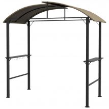 Outsunny Pavillon de Barbecue, 2 Tablettes Latérales, Crochets, Cadre en Acier, 1,1 x 2,3m, Kaki