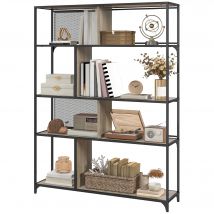 HOMCOM Bibliothèque meuble de rangement étagère à 5 niveaux cadre en acier style industriel - 120L x 30l x 161H cm