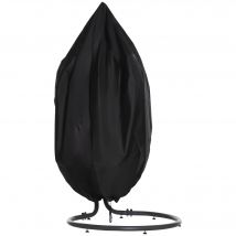 Outsunny Housse de chaise suspendue housse de chaise d'œufs tissu Oxford 210D avec fermeture éclair Ø 115 x 190 cm noir