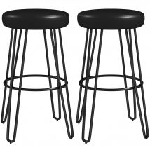 HOMCOM Lot de 2 tabourets de bar chaises de bar style industriels avec repose-pieds, pieds en U, siège rembourré, noir