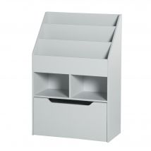 HOMCOM Bücherregal Regal Multi-Rangement 3 Regale 2 Fächer Große Schublade aus Holz Grau   Aosom
