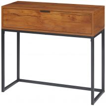 HOMCOM Console meuble, table console avec tiroir et pieds en acier, pour salon, entrée, couloir, 80 x 30 x 76 cm, bois naturel