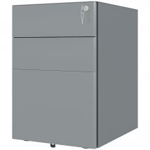 Vinsetto Caisson de bureau rangement bureau sur roulettes 3 tiroirs verrouillables trieur à dossiers 39 x 48 x 59 cm acier gris