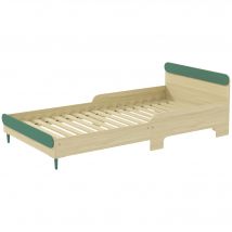 AIYAPLAY Kinderbett Bodenbett 90x190 cm mit Sicherheitsbarriere, Lattenrost inklusive, für Jungen und Mädchen von 3 bis 10 Jahren - grün   Aosom