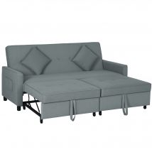 HOMCOM Canapé convertible 3 places canapé-lit clic-clac réversible avec dossier réglable et coussins, 196 x 90 x 89 cm, gris